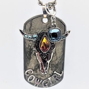Cowgirl  Swarovski Crystal Dog Tag Necklace